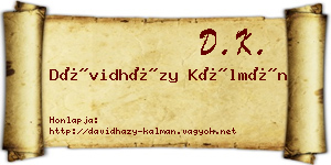 Dávidházy Kálmán névjegykártya